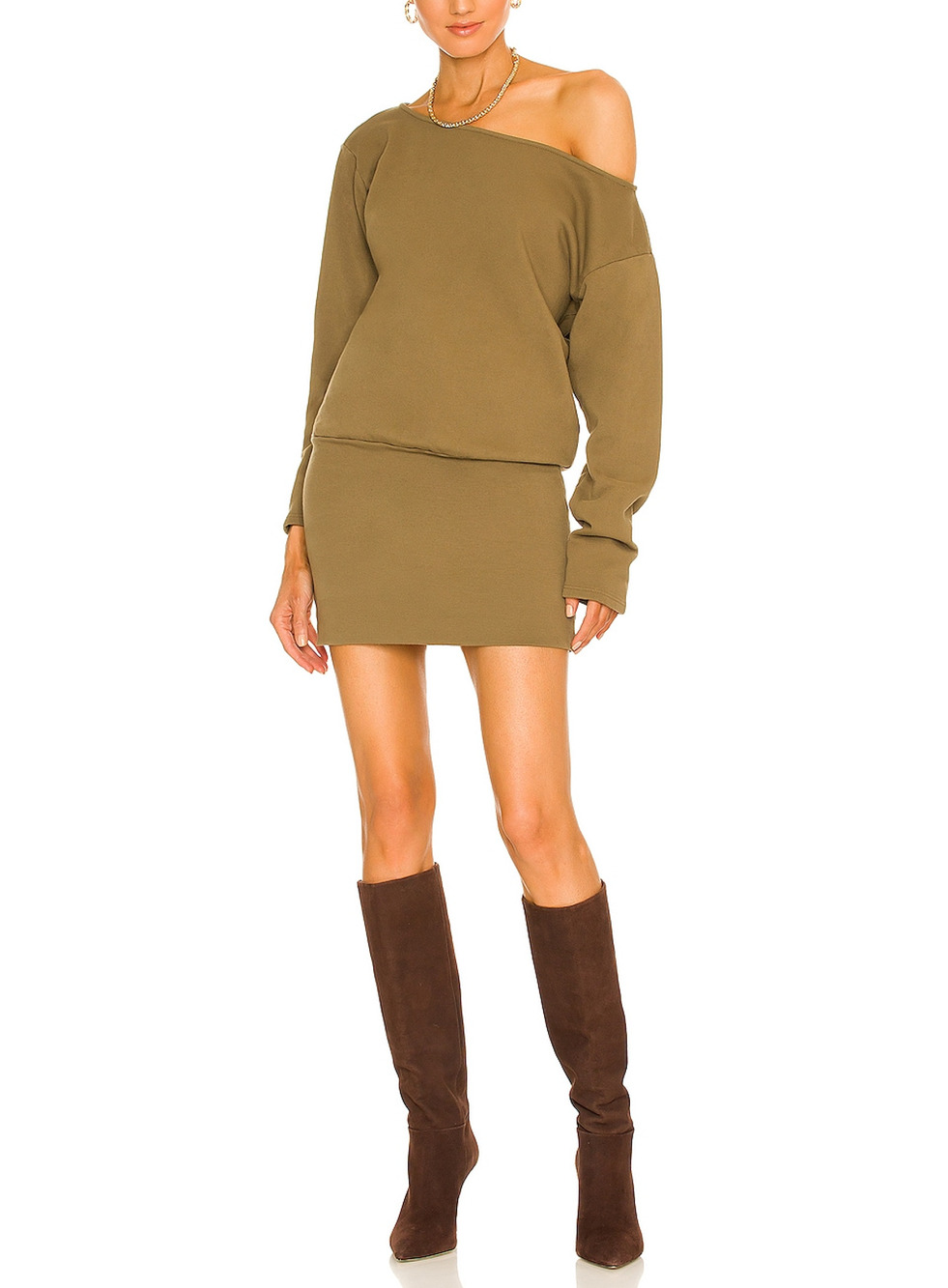 Lovers And Friends Chic Army Green Madison Sweatshirt Dress Size S